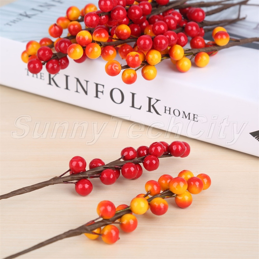 5Pcs 18cm Decoration Artificial Holly Berries DIY Christmas Berry Flower Branch