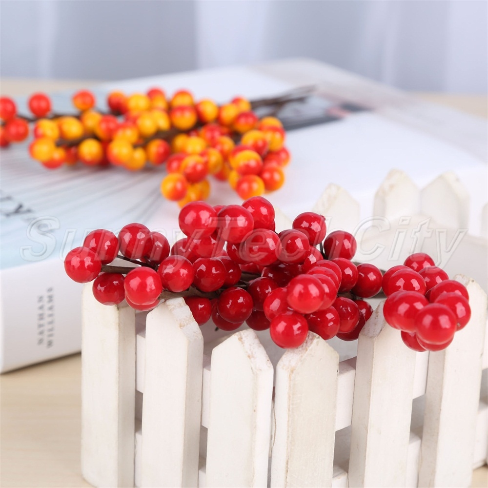 5Pcs 18cm Decoration Artificial Holly Berries DIY Christmas Berry Flower Branch