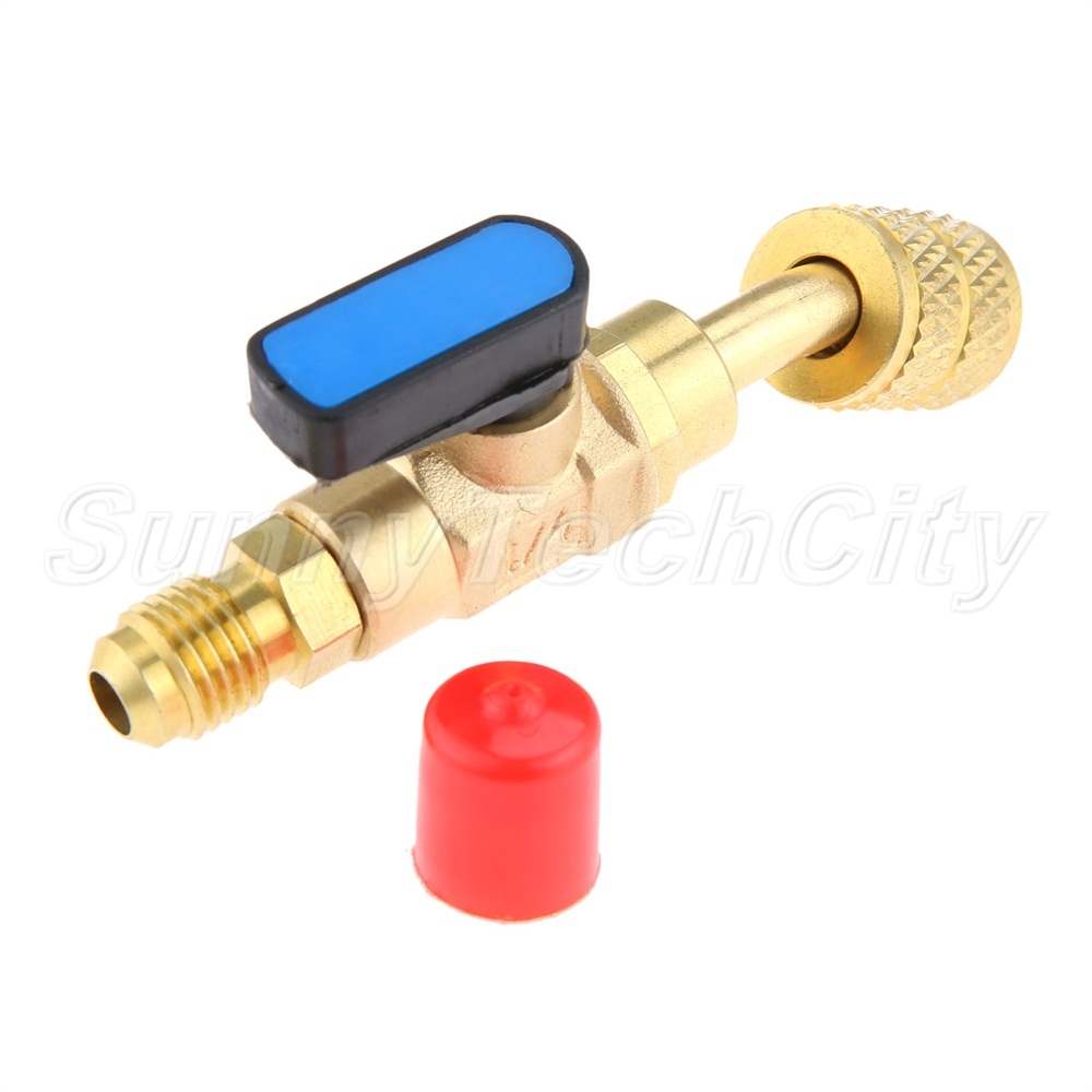 Brass Angled Manual ShutOff Valve 1/4" SAE for R22 R12 Charging Hoses