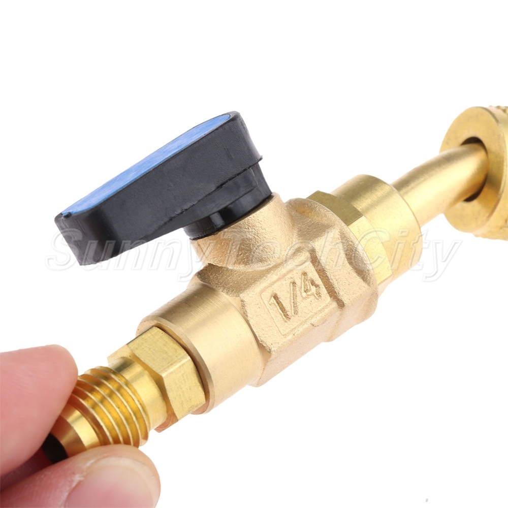 Brass Angled Manual ShutOff Valve 1/4" SAE for R22 R12 Charging Hoses